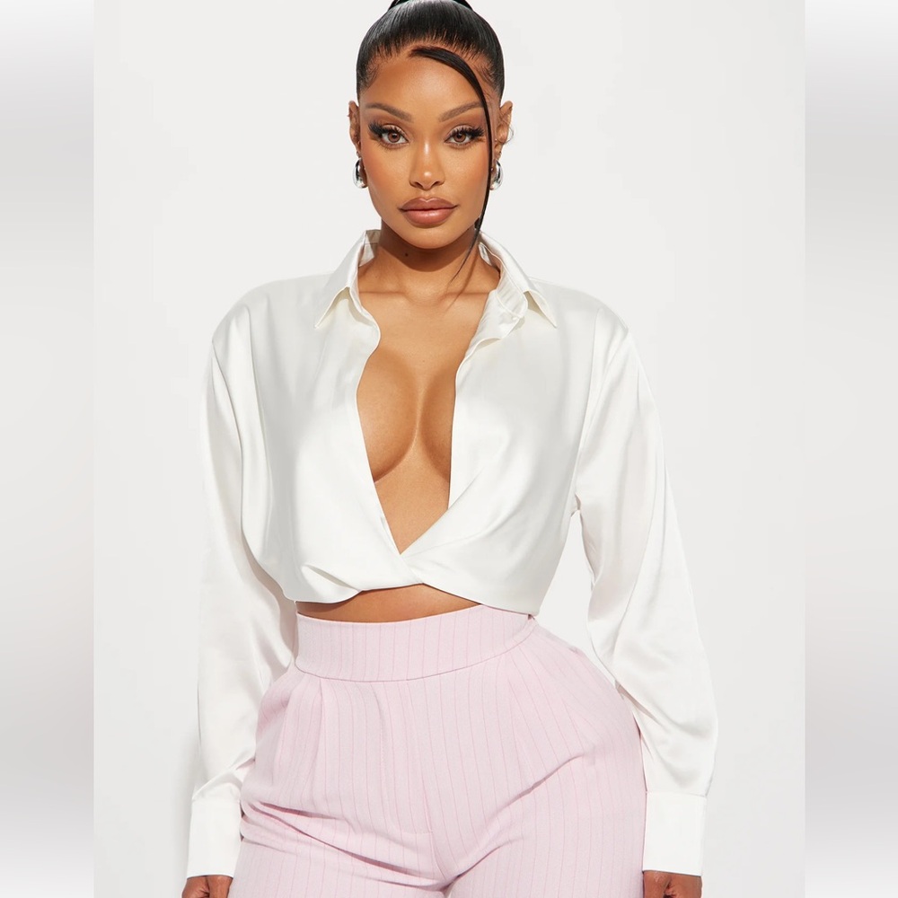 Sexy satin ivory blouse